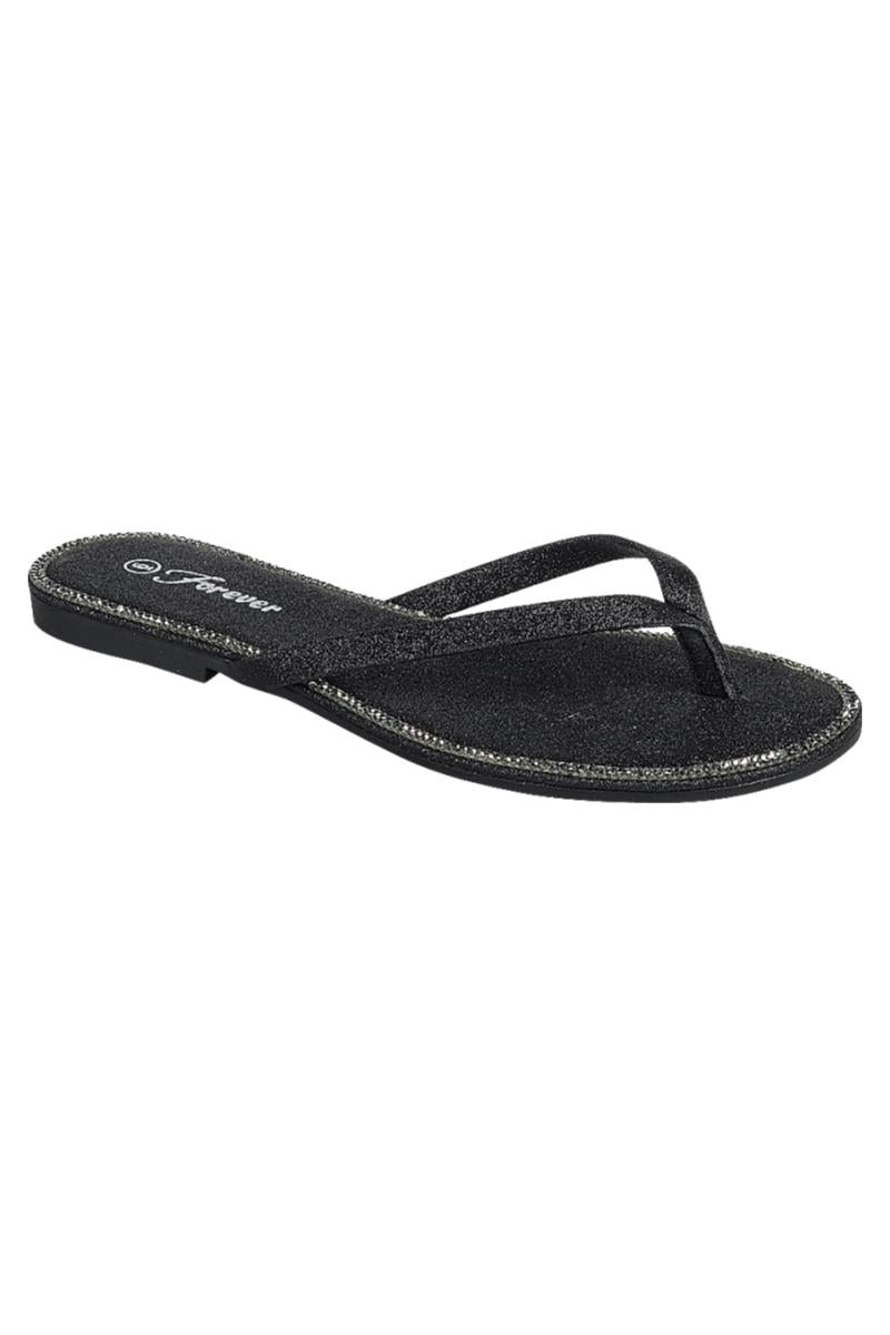 SHIMMER ME BLACK FLIP FLOPS